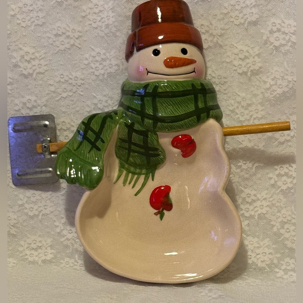 Snowman with Shovel Candy Dish